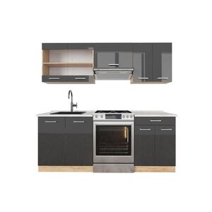 Vicco KUCHYNSKÝ KÚT R-Line Antracit vysoký lesk/dub Goldkraft 200 cm , AP Marble vyobraziť