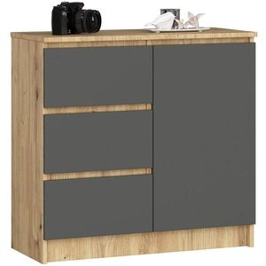 RAUMHIRSCH FURNITURE KOMODA dub Artisan, grafitovo šedá 77/80/35 vyobraziť