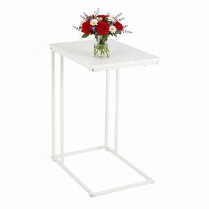 Relaxdays PRÍRUČNÝ STOLÍK Biely tvar C MDF 64 cm vyobraziť