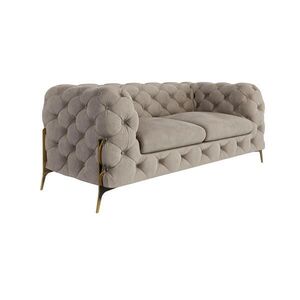S-Style CHESTERFIELD DVOJMIESTNA POHOVKA Lexi v tmavej krémovej farbe so zlatými nohami vyobraziť