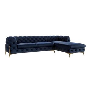 S-Style CHESTERFIELD ROHOVÁ SEDAČKA Lexi v námorníckej modrej farbe so zlatými nohami - otoman vpravo vyobraziť