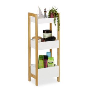 Relaxdays REGÁL Prírodná Biela 3 košíky bambus MDF 74, 5 cm vyobraziť