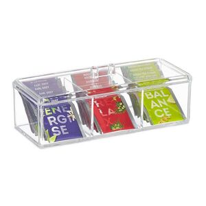 Relaxdays DÓZA Transparentná plast 3 priehradky s vekom 9x23x9, 5 cm vyobraziť