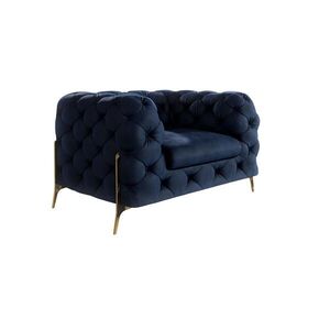 S-Style CHESTERFIELD KRESLO Lexi v námorníckej modrej farbe so zlatými nohami vyobraziť