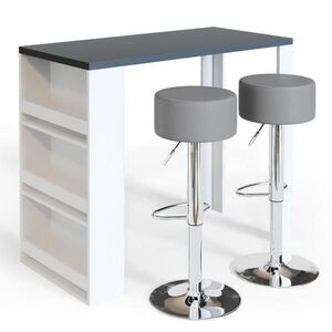 Vicco SÚPRAVA BAROVÉHO STOLA Biela/sivá 57 x 117 cm s 2 barovými stoličkami vyobraziť