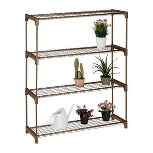 Relaxdays REGÁL Hnedý na kvety kovový 4-poschodový 106 cm vyobraziť
