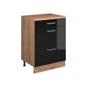 Vicco ROZŠIRUJÚCA KOMODA Rion, Čierny vysoký lesk/Dub Goldkraft, 60 x 46 cm bez sklonu s 3 zásuvkami vyobraziť