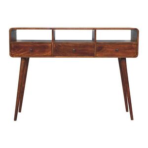 Artisan Furniture TROJITO zakrivená konzola Chestnut, 3 zásuvky a 3 otvorené priehradky, tmavohnedá vyobraziť
