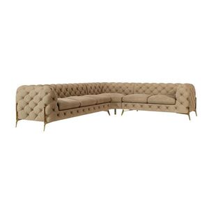 S-Style CHESTERFIELD ROHOVÁ SEDAČKA Lexi v béžovej farbe so zlatými nohami - otoman vpravo vyobraziť
