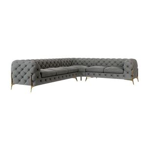 S-Style CHESTERFIELD ROHOVÁ SEDAČKA Lexi v sivej farbe so zlatými nohami - otoman vpravo vyobraziť