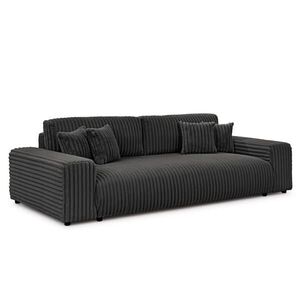 S-Style VEĽKÁ POHOVKA Mollis s funkciou spania a úložným priestorom vo tmavosivej farbe z plyšového kordurového vyobraziť