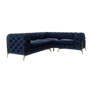 S-Style CHESTERFIELD ROHOVÁ SEDAČKA Lexi v námorníckej modrej farbe so zlatými nohami - otoman vpravo vyobraziť