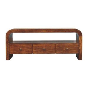 Artisan Furniture TV skrinka Darcy Chestnut, 3 zásuvky a otvorená priehradka, tmavohnedá vyobraziť