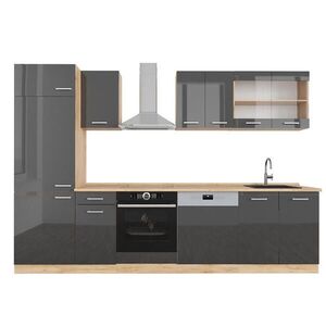 Vicco KUCHYNSKÝ KÚT R-Line Antracit vysoký lesk/dub Goldkraft 300 cm , AP Oak vyobraziť
