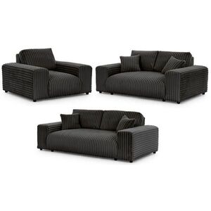 S-Style SEDACIA ZOSTAVA 3+2+1 Mollis vo tmavosivej farbe z plyšového kordurového vyobraziť