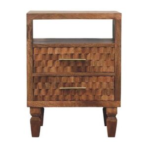 Artisan Furniture NOČNÝ stolík Arno v povrchovej úprave Golden Teak, 2 zásuvky a otvorená priehradka, svetlohnedý vyobraziť
