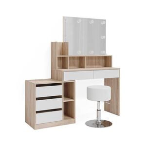 Vicco TOALETNÝ STOLÍK Anja Biela/Sonoma 139.8 cm s LED osvetlením a taburetom vyobraziť