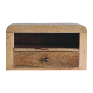 Artisan Furniture ZÁVESNÝ nočný stolík z masívneho dreva v dubovom vzhľade, 1 zásuvka a otvorená priehradka, béžový vyobraziť