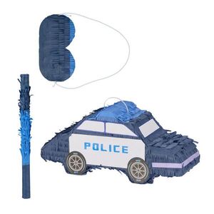 Relaxdays PINATA Modrá policajné auto 3-dielna-sada vyobraziť