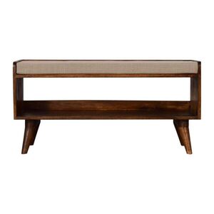 Artisan Furniture LAVICA na topánky z masívneho dreva, čalúnené sedadlo a otvorená polica na úložný priestor vyobraziť