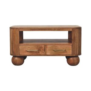 Artisan Furniture DRÁŽKOVANÝ konferenčný stolík Briarwood, 2 zásuvky a otvorená priehradka, svetlohnedý vyobraziť