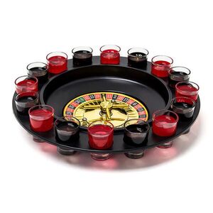 Relaxdays RULETA Červená Čierna párty hra 16 štamperlíkov vyobraziť