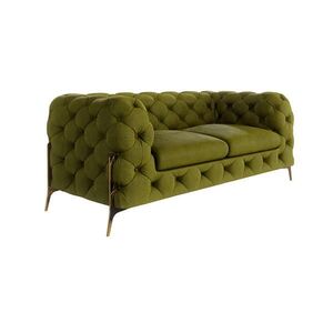 S-Style CHESTERFIELD DVOJMIESTNA POHOVKA Lexi v olivovej farbe so zlatými nohami vyobraziť