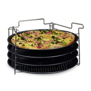 Relaxdays PIZZAPLECH Strieborná 4-dielna-sada nepriľnavý 32 cm vyobraziť