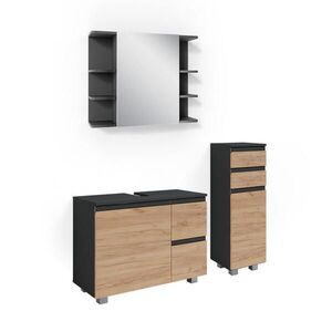 Vicco SÚPRAVA KÚPEĽŇOVÉHO NÁBYTKU J-Shape, antracitová/Dub Goldkraft, 3-dielna vyobraziť