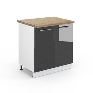 Vicco KUCHYNSKÁ SPODNÁ SKRINKA Fame-Line, Antracit vysoký lesk/biely, 80 cm Goldkraft tammi työtaso vyobraziť
