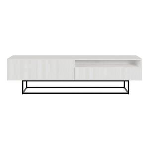 Selsey TV stolík Veldio biely s čiernym kovovým rámom 175 cm vyobraziť