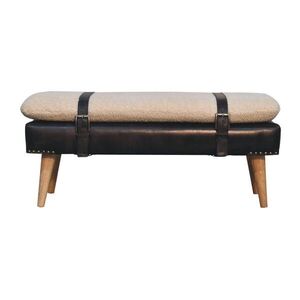 Artisan Furniture LAVICA Bouclé z čiernej byvolej kože, dizajn s opaskovým remienkom, hnedá vyobraziť