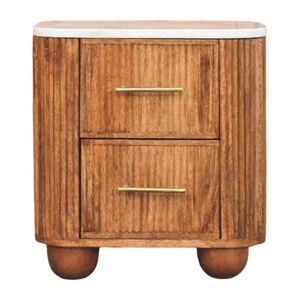 Artisan Furniture NOČNÝ stolík s povrchovou úpravou Golden Teak, 2 zásuvky, vrchná mramorová doska, hnedý vyobraziť