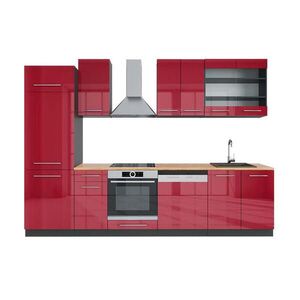 Vicco KUCHYNSKÝ KÚT Fame-Line Bordeaux vysoký lesk/antracit 300 cm , AP Oak vyobraziť