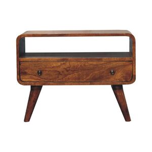 Artisan Furniture MINI nízka TV skrinka so zakriveným tvarom, hnedá vyobraziť