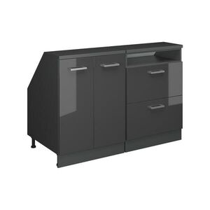 Vicco SKRIŇOVÁ SÚPRAVA SO ŠIKMOU STRECHOU Rion Antracit vysoký lesk 120 cm Súprava 2 korpusov skrine hĺbka 60 cm vyobraziť