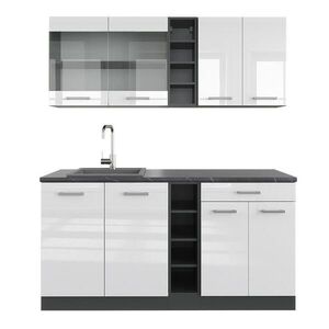 Vicco JEDNOLÔŽKOVÁ KUCHYŇA R-Line Biely vysoký lesk/antracit 160 cm bez pracovnej dosky vyobraziť