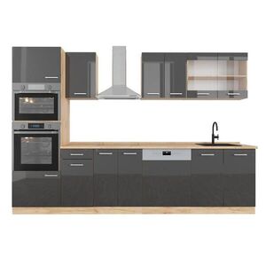 Vicco KUCHYNSKÝ KÚT R-Line Antracit vysoký lesk/dub Goldkraft 300 cm s vysokou skrinkou, bez pracovnej dosky vyobraziť