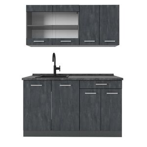 Vicco JEDNOLÔŽKOVÁ KUCHYŇA R-Line Čierny betón 140 cm AP Antracit vyobraziť