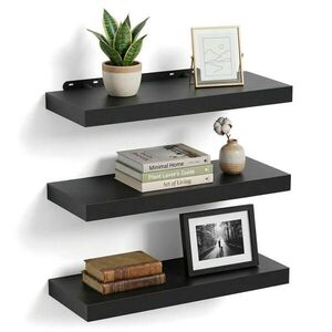 Relaxdays POLICA Čierna nástenná 3-dielny-set 50 cm vyobraziť