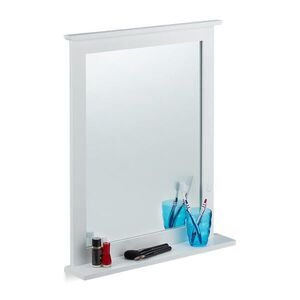 Relaxdays NÁSTENNÉ ZRKADLO Biele bambus s poličkou 68x56 cm vyobraziť