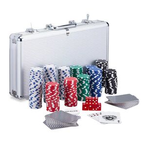 Relaxdays POKERSET Strieborná 300-ks hliníkový kufrík vyobraziť