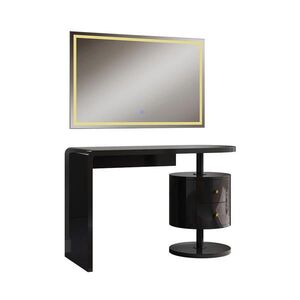 Vicco TOALETNÝ STOLÍK Lara Čierny vysoký lesk 120 cm so zrkadlom LED vyobraziť