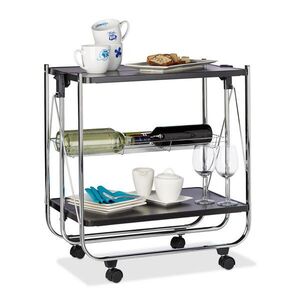 Relaxdays VOZÍK Čierny servírovací skladací kovový 68, 5 cm vyobraziť