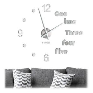 Relaxdays HODINY strieborné DIY samolepiace zrkadlový efekt max 110 cm vyobraziť