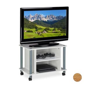 Relaxdays TV-STOLÍK Biely na kolieskach 2 priehradky vyobraziť