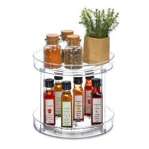 Relaxdays PODNOS Transparentný otočný 2-poschodový plast Ø 27 cm vyobraziť