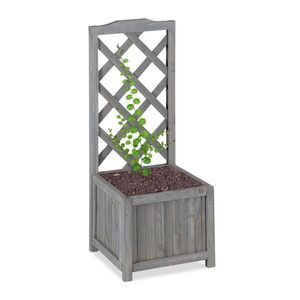 Relaxdays TRUHLÍK Sivý jedľové drevo s mriežkou 90 cm vyobraziť