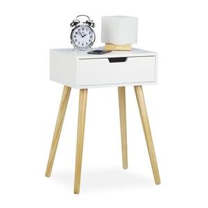 Relaxdays NOČNÝ STOLÍK Biela prírodná so zásuvkou MDF borovica 60 cm vyobraziť