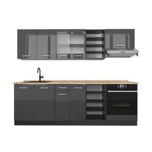 Vicco KUCHYNSKÝ KÚT R-Line Antracitový vysoký lesk/antracit 240 cm , AP Oak vyobraziť